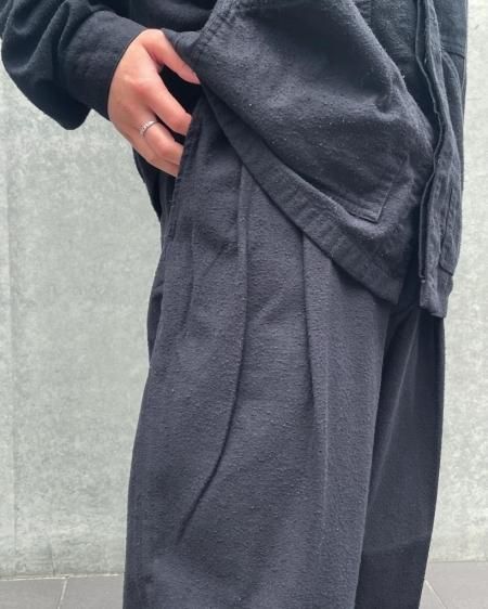 COOTIE (クーティー) Silk Nep 2 Tuck Easy Trousers(シルクネップ２タックイージートラウザー) Black