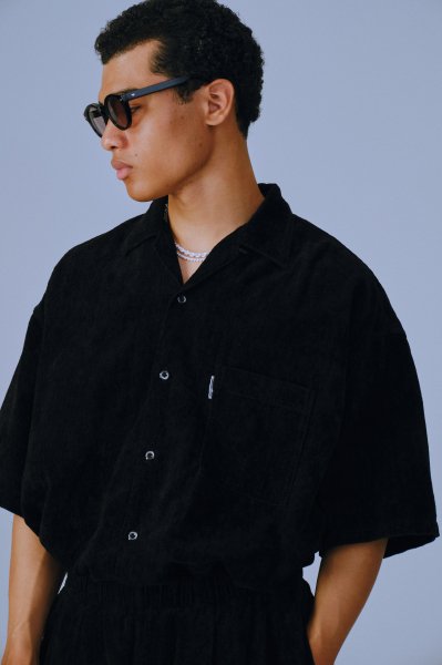 COOTIE (クーティー) Garment Dyed L/C Velvet Open Collar S/S Shirt ...