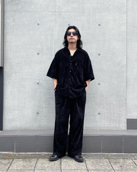 COOTIE (クーティー) Garment Dyed L/C Velvet Open Collar S/S Shirt