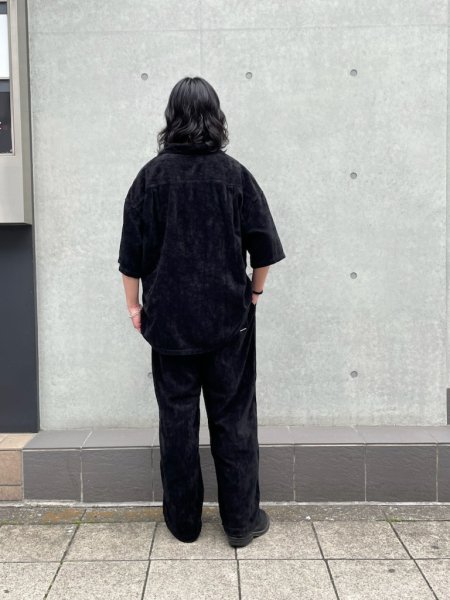 COOTIE (クーティー) Garment Dyed L/C Velvet Open Collar S/S Shirt (オープンカラー半袖シャツ)  Black