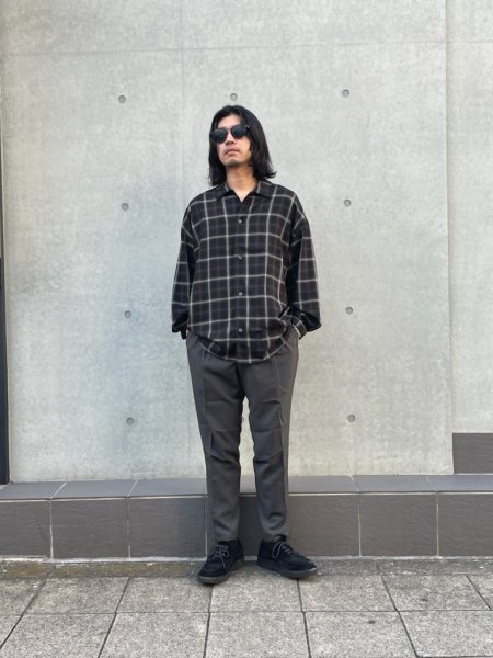 ROTTWEILER (ロットワイラー) R9 CHECK SHIRT (チェックオープンカラーシャツ) BLACK