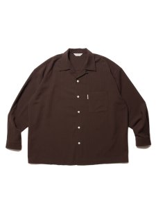 COOTIE (クーティー) T/W Sucker Open Collar L/S Shirt (T/Wサッカーオープンカラー長袖シャツ) Brown