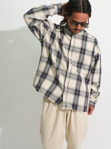 CAPTAINS HELM (キャプテンズヘルム) #CUT-OFF CHECK SHIRTS (カットオフチェックシャツ) GRAY×WHITE