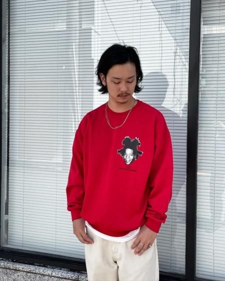 WACKO MARIA (ワコマリア) JEAN-MICHEL BASQUIAT / CREW NECK SWEAT SHIRT  (クルーネックスウェット) RED