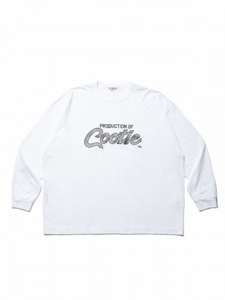 COOTIE (クーティー) Embroidery Oversized L/S Tee (PRODUCTION OF COOTIE)(長袖TEE)  Off White