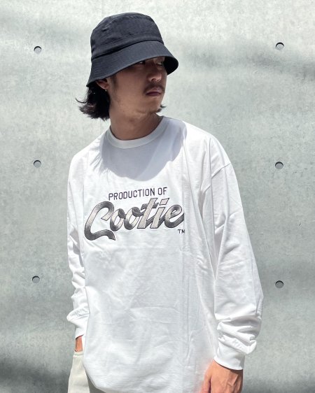 COOTIE (クーティー) Embroidery Oversized L/S Tee (PRODUCTION OF COOTIE)(長袖TEE)  Off White