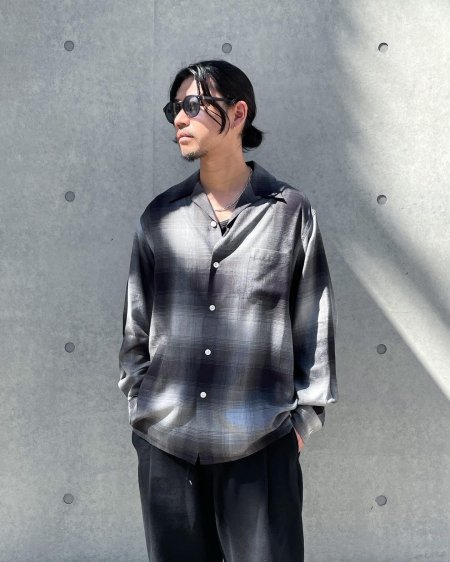 WACKO MARIA (ワコマリア) OMBRE CHECK OPEN COLLAR SHIRT L/S