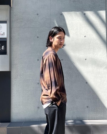 WACKO MARIA (ワコマリア) OMBRE CHECK OPEN COLLAR SHIRT L/S