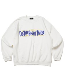 【30%OFF】DELUXE (デラックス) Do the right thing × DELUXE CREW (ダメージ加工クルーネックスウェット) WHITE
