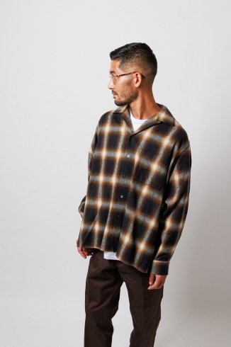 WAX (ワックス) Shaggy ombre check shirts (オンブレチェックシャツ) BROWN