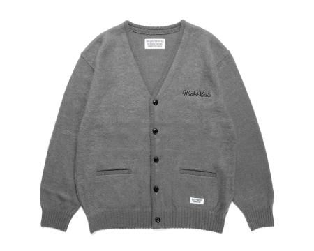 WACKO MARIA (ワコマリア) MOHAIR CARDIGAN ( TYPE-2 ) (ロゴ刺繍モヘアカーディガン) GRAY