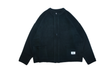 【20%OFF】WAX (ワックス) Zip up crew neck cardigan (ジップクルーネックカーディガン) BLACK