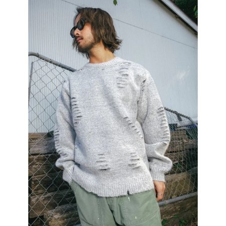 CAPTAINS HELM (キャプテンズヘルム) #WORN OUT CREW SWEATER(ウォーンアウトクルーセーター) GRAY