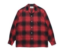 【残り1点】WACKO MARIA (ワコマリア) OMBRE CHECK OPEN COLLAR SHIRT L/S ( TYPE-1 ) (オンブレチェックオープンカラーシャツ) RED