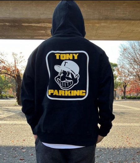 TONY TAIZSUN (トニータイズサン) TONY PARKING HOODIE (プルオーバーパーカー) BLACK