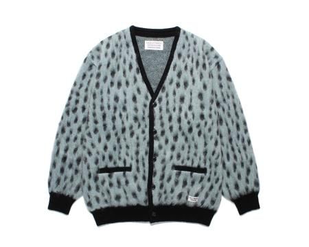 WACKO MARIA (ワコマリア) LEOPARD MOHAIR CARDIGAN (レオパードモヘアカーディガン) L-BLUE