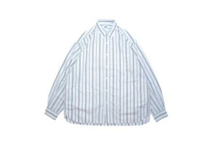 WAX (ワックス) Stripe pocket shirts(ストライプポケットシャツ) BROWN