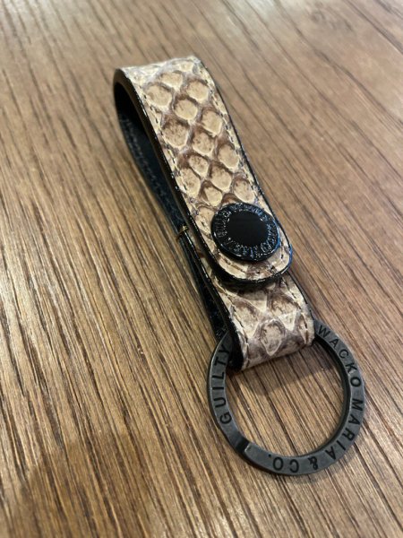 WACKO MARIA (ワコマリア) PYTHON LEATHER KEY HOLDER ( TYPE-1 ) (パイソンレザーキーホルダー)  BEIGE