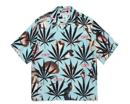 WACKO MARIA (ワコマリア) HIGHTIMES / S/S HAWAIIAN SHIRT ( TYPE-2  )(ハイタイムズお化け図半袖アロハシャツ) MINT BLUE