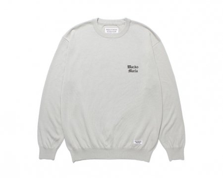 WACKO MARIA (ワコマリア) COTTON KNIT CREW NECK SWEATER ( TYPE-2 )(コットンクルーネックニット)  GRAY