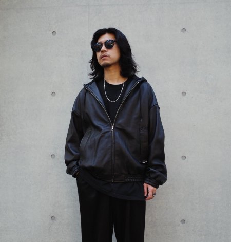 COOTIE (クーティー) Leather Zip Hoodie(レザージップフーディ) Black