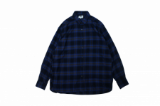 WAX (å) Ombre check pocket shirts(֥åݥåȥ) BLUE