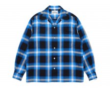 ڻĤ2WACKO MARIA (拾ޥꥢ) OMBRE CHECK OPEN COLLAR SHIRT L/S ( TYPE-1 )(֥åץ󥫥顼) BLUE