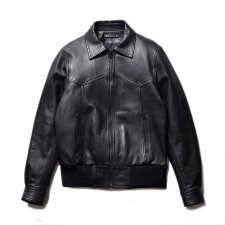 ڻĤ2MINEDENIM(ޥǥ˥) Sheep Leather Zipup Rib JKT(ץ쥶åץåץ֥㥱å) BLACK