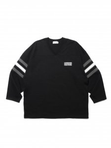 COOTIE (ƥ) Heavy Oz Jersey Jacquard Sleeve Hockey Shirt (㥬ɥ꡼֥ۥå) Black