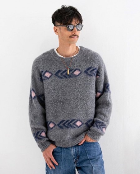 TONY TAIZSUN (トニータイズサン) Arrow Mohair Knit Crew(アローモヘアクルーネックニット) GRAY