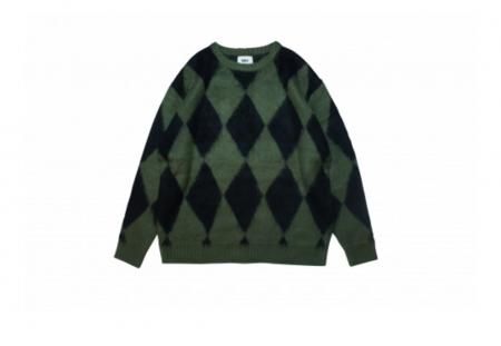 WAX ニット Dia crew neck knit WX-0398 WAX (ワックス) Dia crew neck(ダイヤクルーネックニット) GRAY