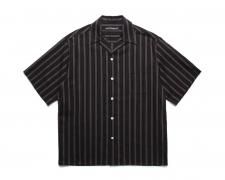 WACKO MARIA (拾ޥꥢ) STRIPED OPEN COLLAR SHIRT S/S ( TYPE-2 )(ȥ饤ץץ󥫥顼S/S) BLACK