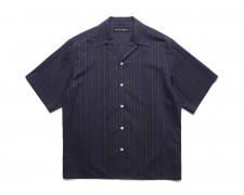 WACKO MARIA (拾ޥꥢ) STRIPED OPEN COLLAR SHIRT S/S ( TYPE-2 )(ȥ饤ץץ󥫥顼S/S) NAVY
