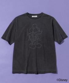 ڻĤ1JOHN BULL(֥) MICKEY MOUSE / Embroideryt T BLACK