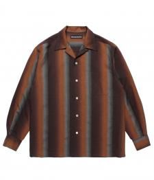 【残り1点】WACKO MARIA (ワコマリア)STRIPED OPEN COLLAR SHIRT L/S(ストライプオープンカラーシャツ)BROWN