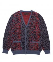 【残り1点】WACKO MARIA (ワコマリア) LEOPARD MOHAIR CARDIGAN(レオパードモヘアカーディガン) NAVY