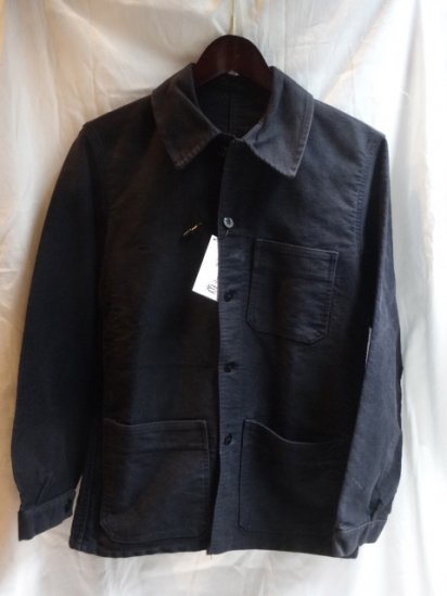 50's Vintage French Work Black Moleskin Jacket