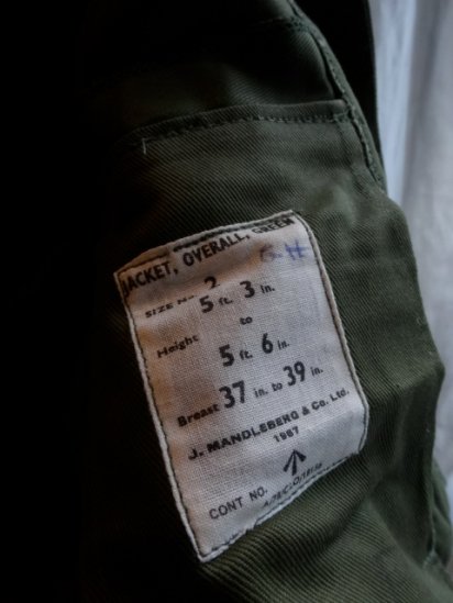 60's Vintage British Army Jacket Overall Green Size 2 /B