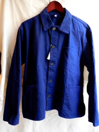 6070's Vintage German Work Indigo Herringbone Jacket <BR>E