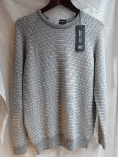 JOHN SMEDLEY Sea Island Cotton Crew Neck  MADE IN ENGLAND Jacquard