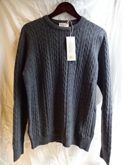 John Smedley MAERINO/CASHMERE Cable KNIT Made in England Chacoal