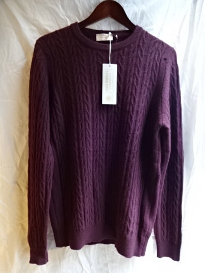 John Smedley MAERINO/CASHMERE Cable KNIT Made in England Wine