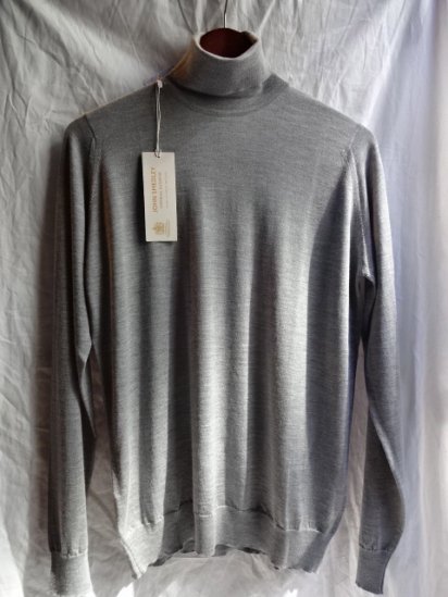 John Smedley Cashmere & Silk Turtle Made in England Gray