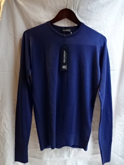 John Smedley Extra Fine Merino Wool Knit MARCUS PULLOVER Made in England Blue