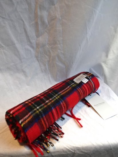 Johnstons RoyalSpeysaide Cashmere Muffler Made in Scotland Red/Green/Yellow