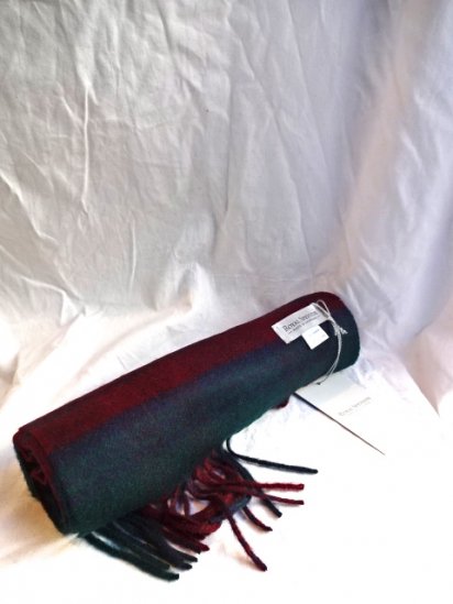Johnstons RoyalSpeysaide Cashmere Muffler Made in Scotland Green/Red