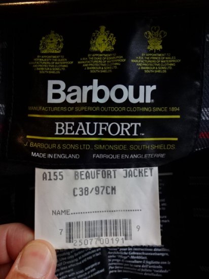 3crest Vintage Dead stock BARBOUR Beaufort MADE IN ENGLAND 