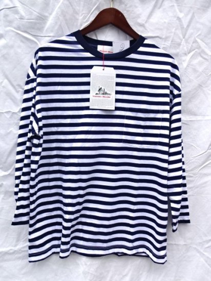Vincent et Mireille  3/4 Sleeve Big Tee Made in France Navy / White