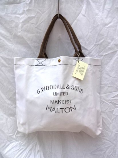 G.Woodall & Sons 14oz Cotton Canvas SHOULDER BAG POPPER Made in England White