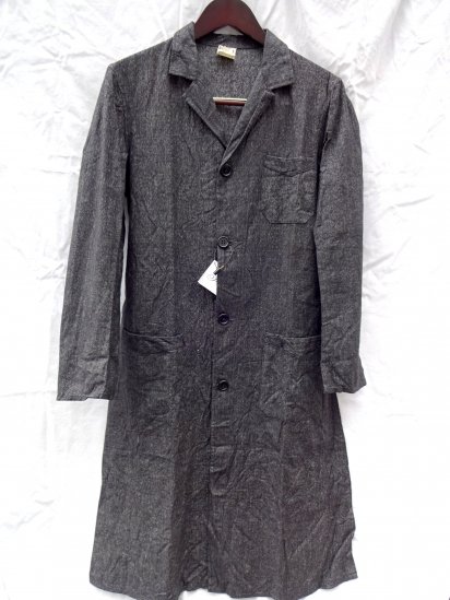 40's Vintage Dead Stock French Black Chambray Coat/46